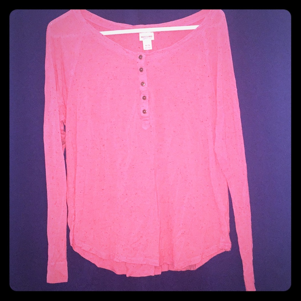 Mossimo Pink Long Sleeve Top w/ Buttons XL